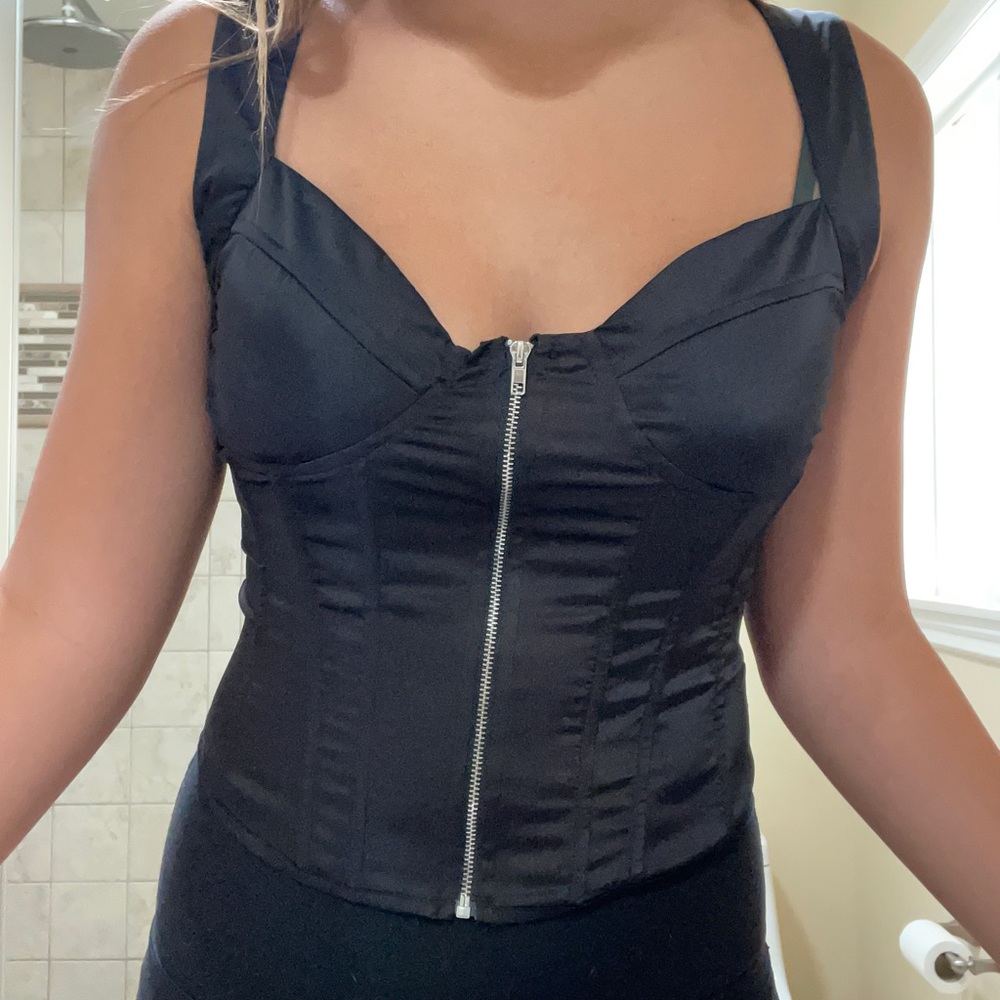 Black Corset Zip Top